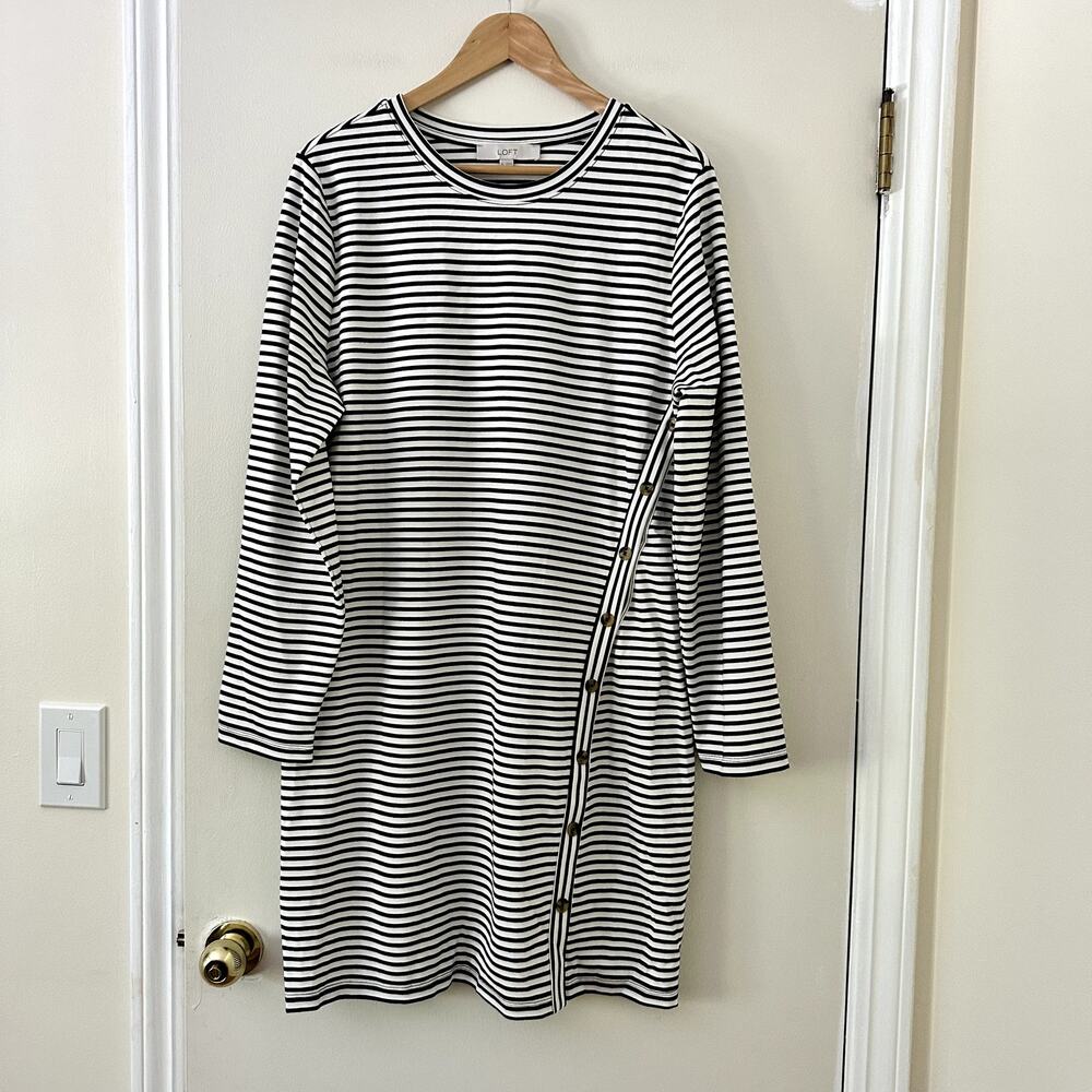 Ann Taylor LOFT Stripe Long Sleeve Mini Dress Sz XL